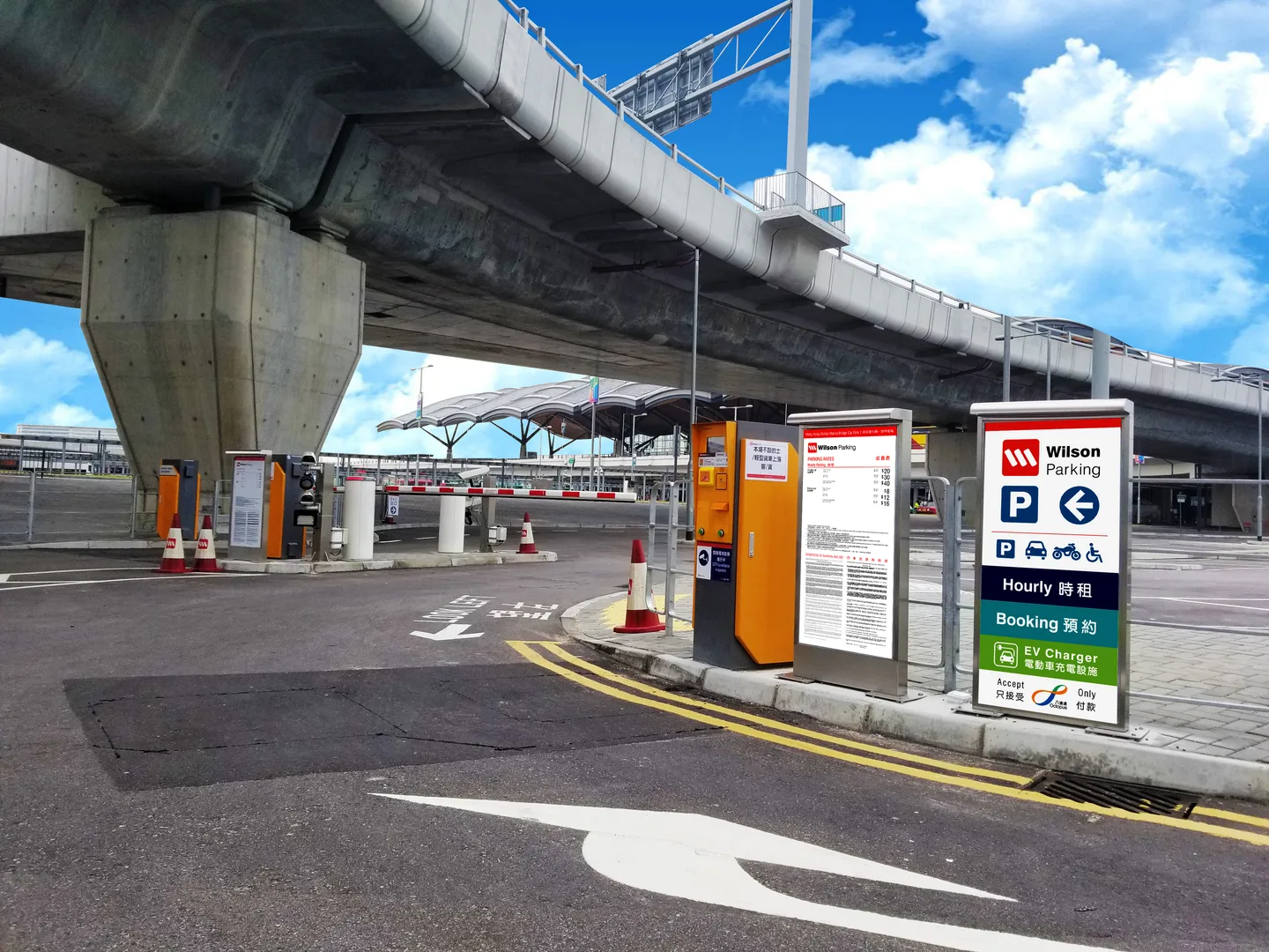 Wilson Group parking facility with payment terminals and signage, representing the operational infrastructure supported by streamlined cloud cost management.